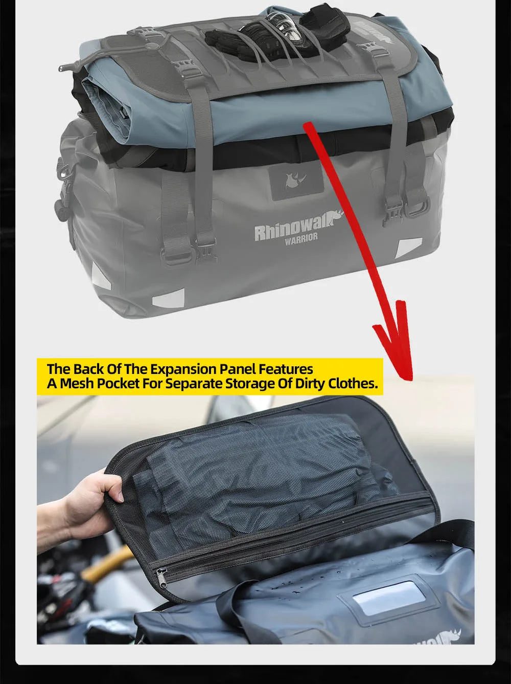 Rhinowalk Motorcycle Tail Bag 20/40/65L Waterproof Motorcycle Backpack Motor Pannier Rear Seat Bag Motorbike Luggage Accessories