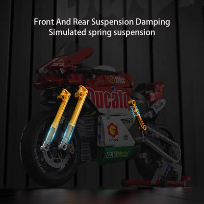 Hendersonshop Technical V4 Motorcycle Building Blocks Set Famous Super Motorbike Model