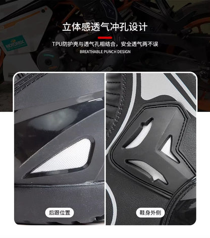 Men's Motorcycle Boots Waterproof Racing Boots Anti Fall Women Motocross Equipment Wear-resistant Rally Shoes Safety Riding