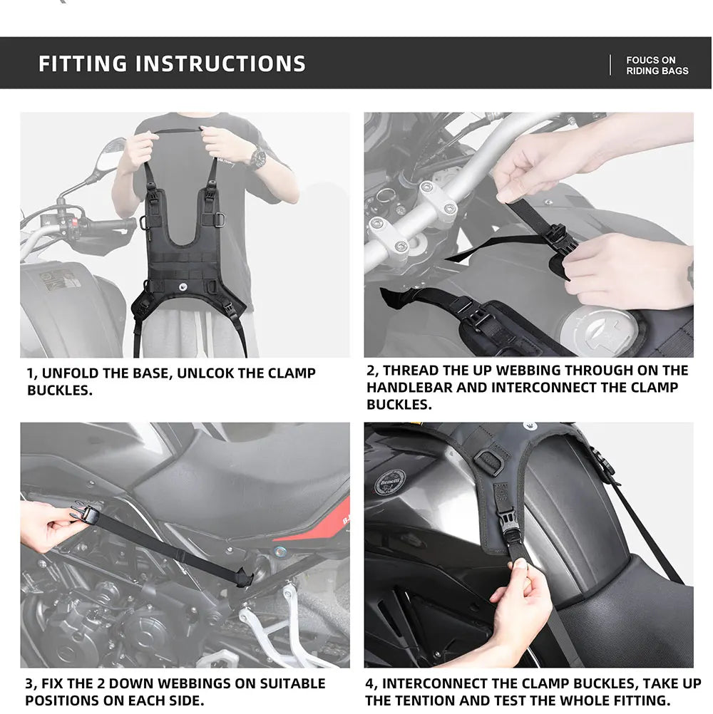 Rhinowalk Tank Bag - material detail showing motorcycle tank bag features and details
