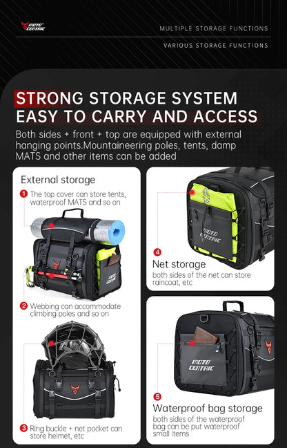 Motorcycle Waterproof Motorcycle Rear Seat Bag 35-50L Helmet Bag High Capacity Motor Tail SaddleBag Rider Backpack