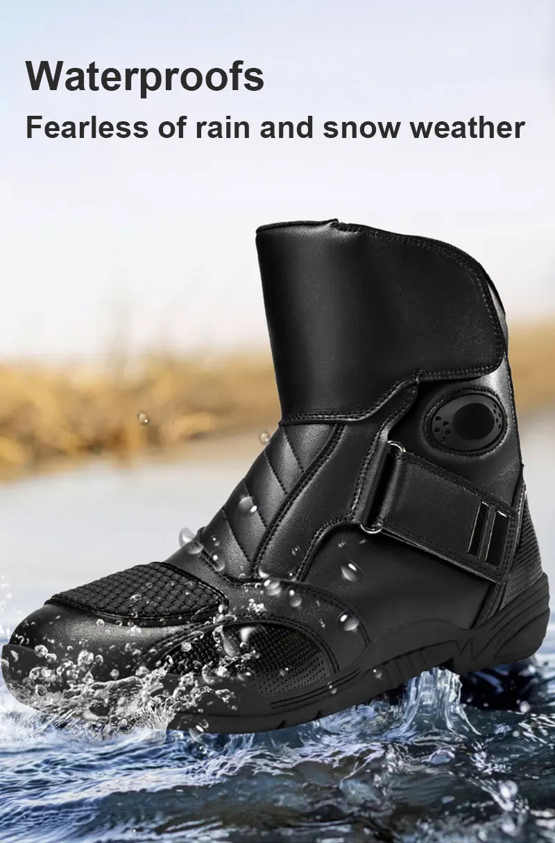 Men's Motorcycle Boots Outdoor Waterproof Motos Cycling Protective Shoes Motocross Off-Road Racing Boots Motorcycle Accessories