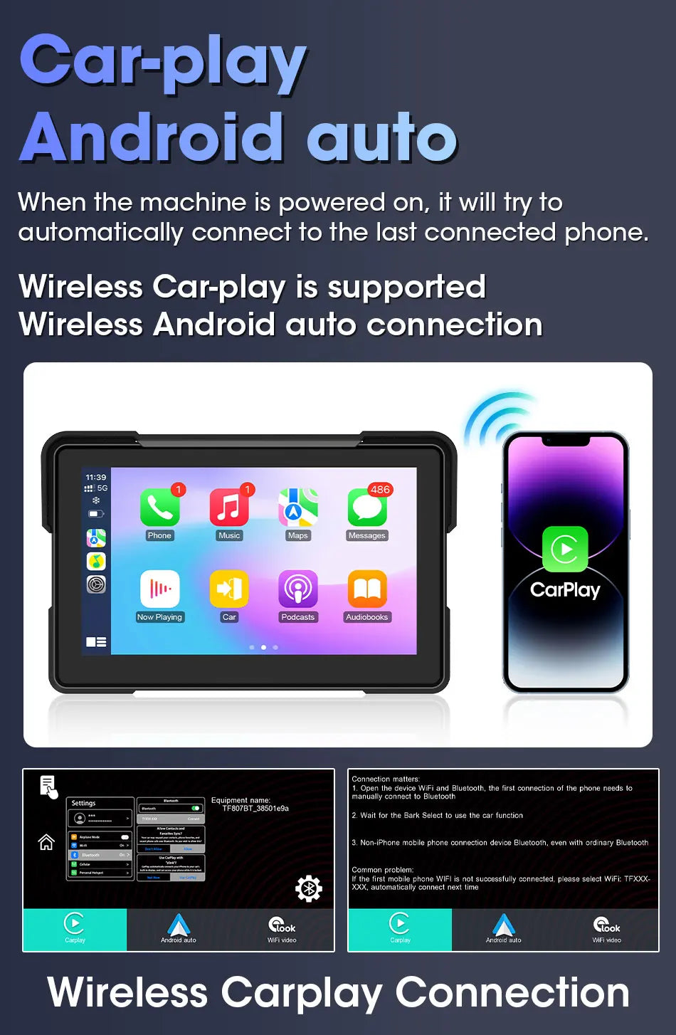 7" Motorcycle GPS Navigator | CarPlay & Android Auto - View 10 | Henderson Shop