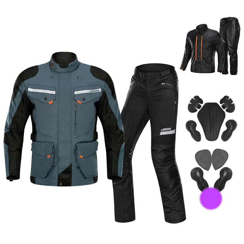 Motorcycle Jacket Pants Suit Waterproof Men Motorbike Riding Moto Jacket Prot... | Henderson Shop