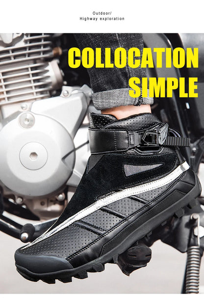 Hendersonshop Motorcycle boots Casual men's motorcycle shoes Motorcycle riding shoes Leather