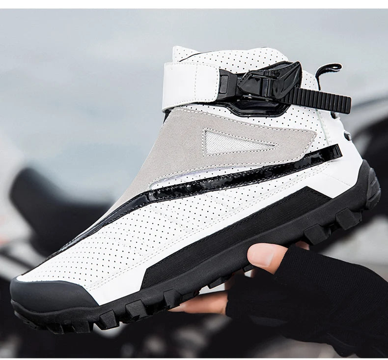 Hendersonshop Motorcycle boots Casual men's motorcycle shoes Motorcycle riding shoes Leather