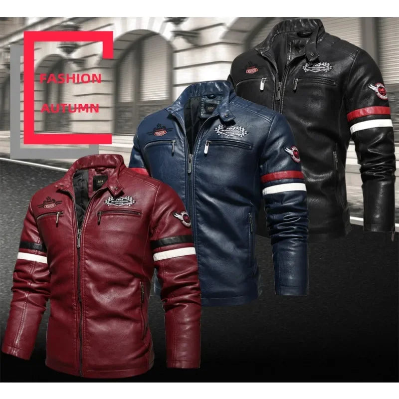 Motorcycle Jacket Leather Men's Brand Moto Leather Jacket Coat Men Handsome W... | Henderson Shop