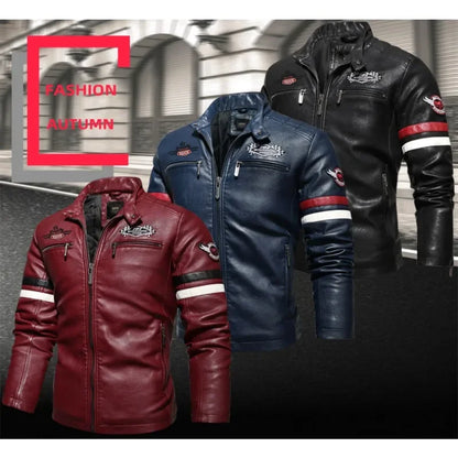 Motorcycle Jacket Leather Men's Brand Moto Leather Jacket Coat Men Handsome W... | Henderson Shop