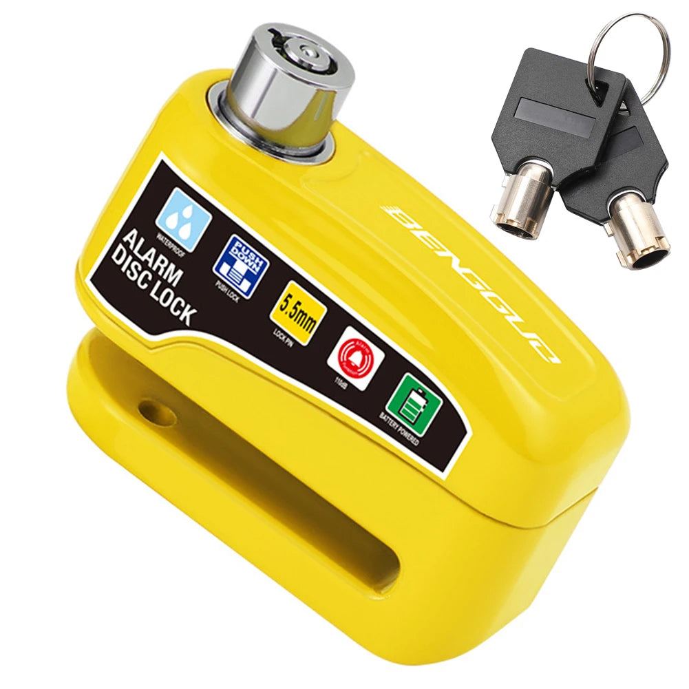 Motorcycle Alarm Disc Lock - back view showing motorcycle disc lock features and details