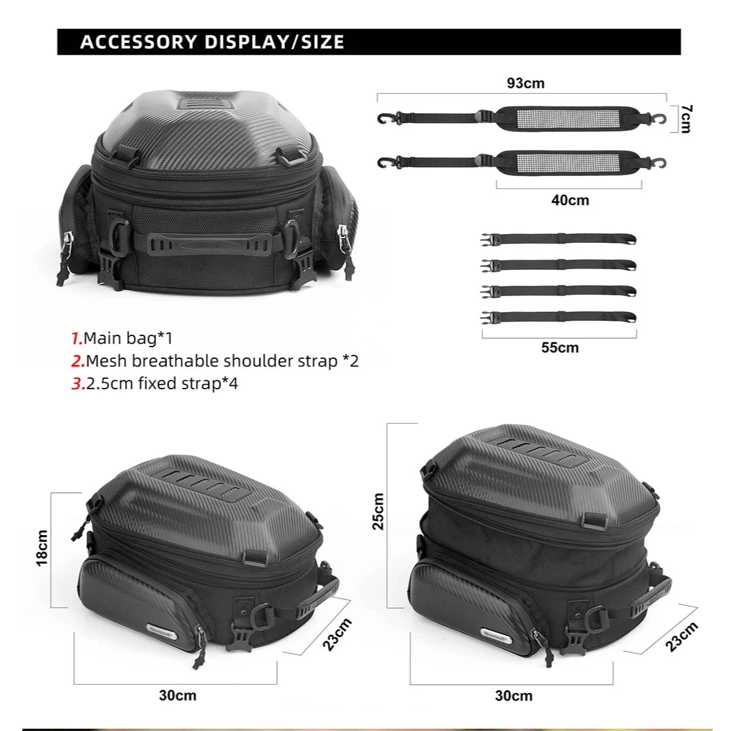 Rhinowalk Hard Shell Pannier - alternate view showing motorcycle pannier bag features and details