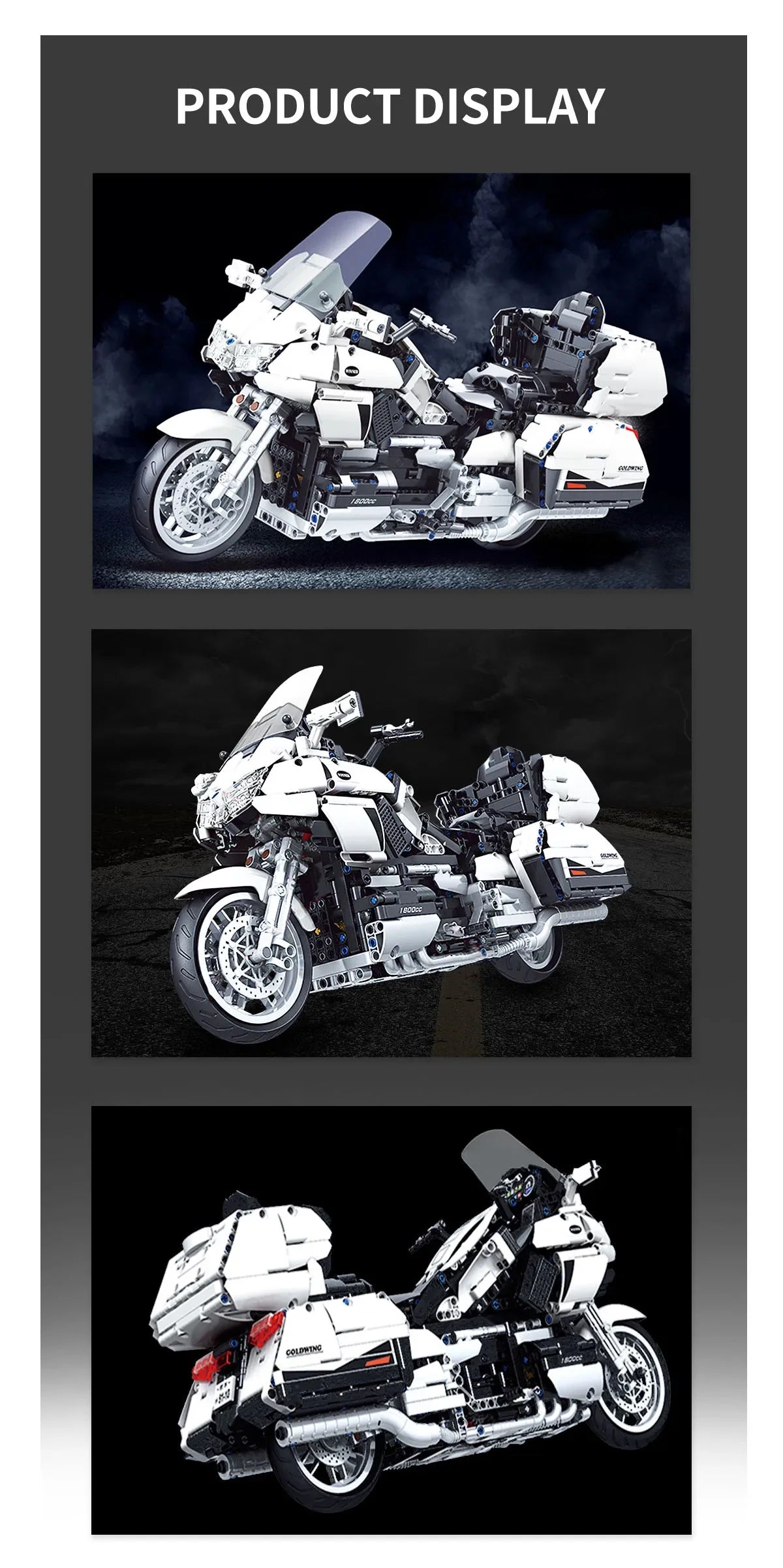 Hendersonshop Gold Wing Touring  Motorcycle Technical Model Building Blocks MOC