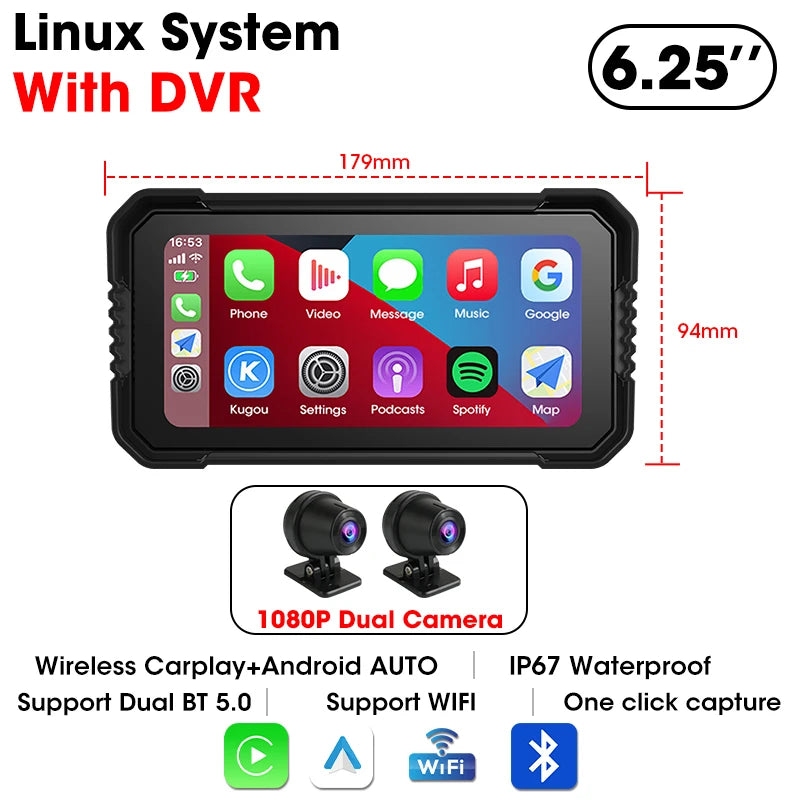 6.25" Motorcycle GPS Navigator | Waterproof & CarPlay - View 33 | Henderson Shop