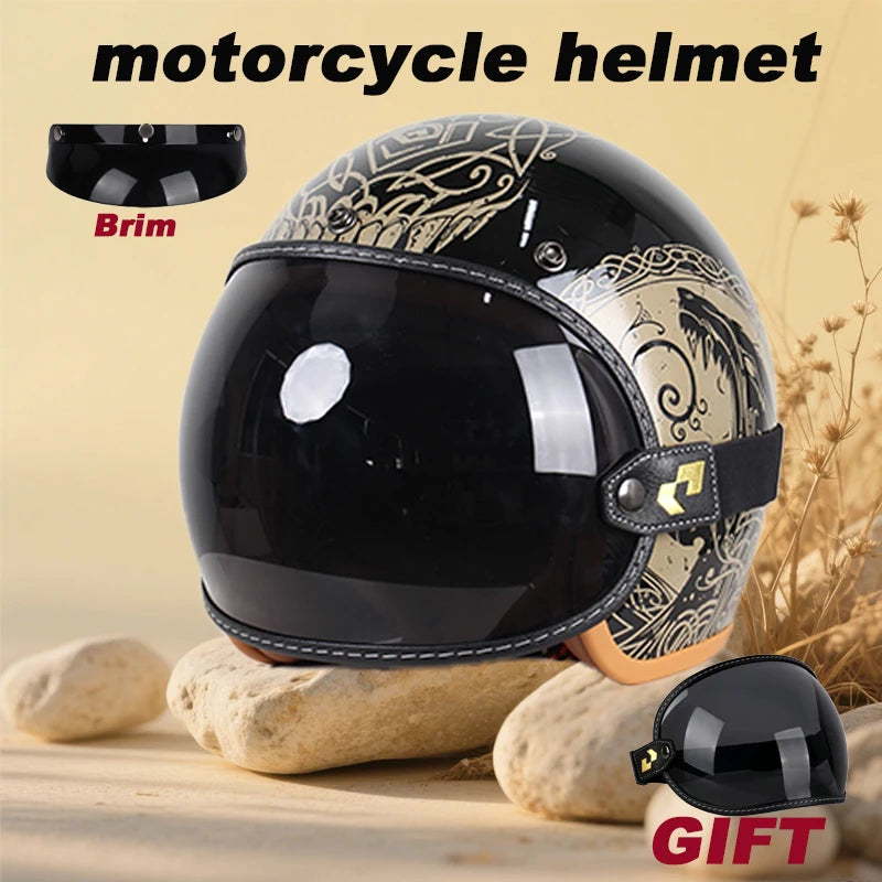 Retro Motorcycle Helmet with Goggle Set - Vintage Style - View 12 | Henderson Shop