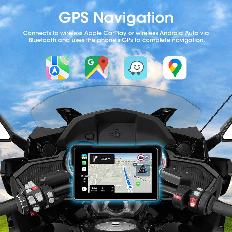 7" Motorcycle GPS Navigator | CarPlay & Android Auto - View 2 | Henderson Shop