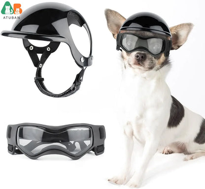 ATUBAN Dog Helmet and Dog Goggles for Small Dogs-Pet Motorcycle