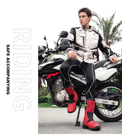 Motocross Dirt Bike Boots Off-Road Motorcycle Riding Shoe TPU Protection Ankle Support Anti-Slip Sole Adventure Enduro Boots Men