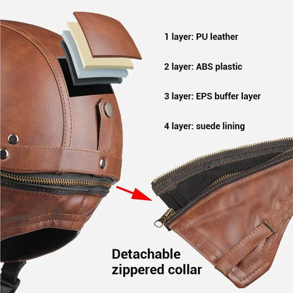 Vintage Half Face Helmet | Leather - View 3 | Henderson Shop