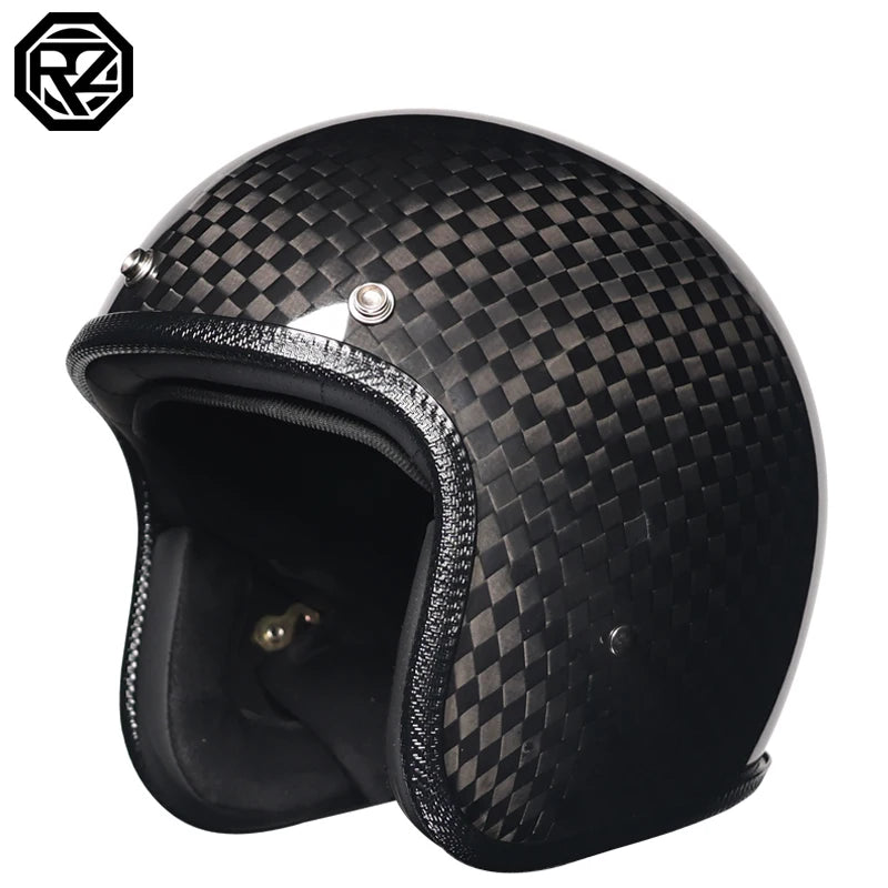 ORZ latest carbon fiber retro helmet motorcycle helmet 3/4 open face capacete vintage men and women four seasons half helmet