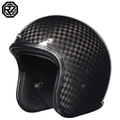 ORZ latest carbon fiber retro helmet motorcycle helmet 3/4 open face capacete vintage men and women four seasons half helmet