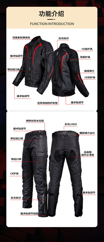 Hendersonshop LS2 Original Motorcycle Jacket Pants Riding Clothing Set Windproof Warm
