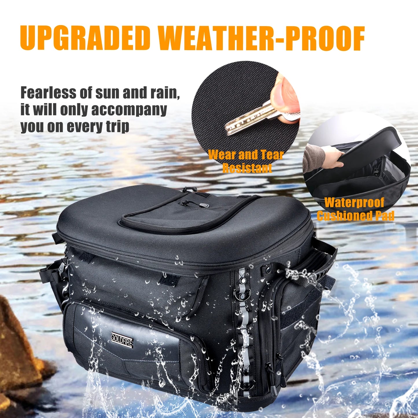 Motorcycle WaterproofLuggage 44L Pet Dog Cat Bag Touring Rear Bags Fits Luggage Rack/Passenger Seat with Sissy Bar Straps