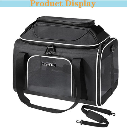 Petskd Top-Expandable Pet Carrier Major USA Airlines Approved Soft Small Dog Cat Carrier with Safety Zipper and AntiScratch Mesh