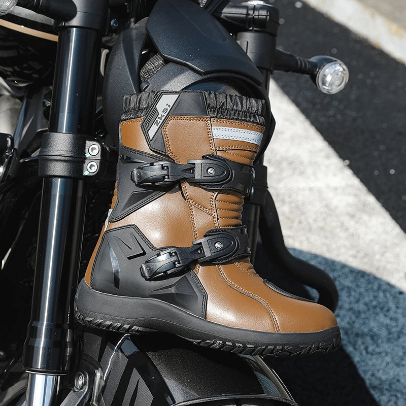 Men Motocross Boots Adventure Low Boots for ADV Riders Sport Touring  Motorcycle Boots Waterproof Riding Shoes Moto Riding Gear