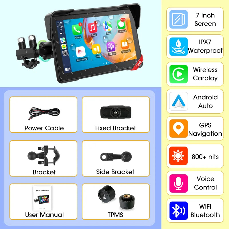 7" Motorcycle GPS Navigator | CarPlay & Android Auto - View 35 | Henderson Shop