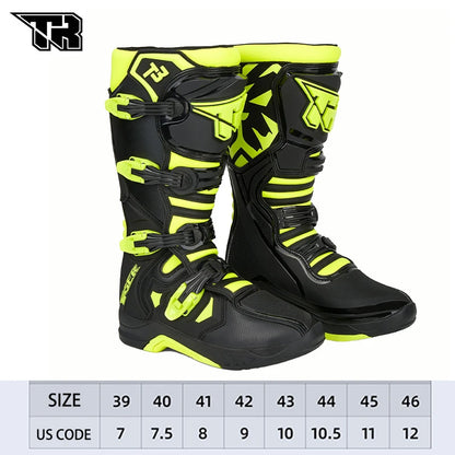 Men's Motorcycle Boots Waterproof Racing Boots Anti Fall Women Motocross Equipment Wear-resistant Rally Shoes Safety Riding