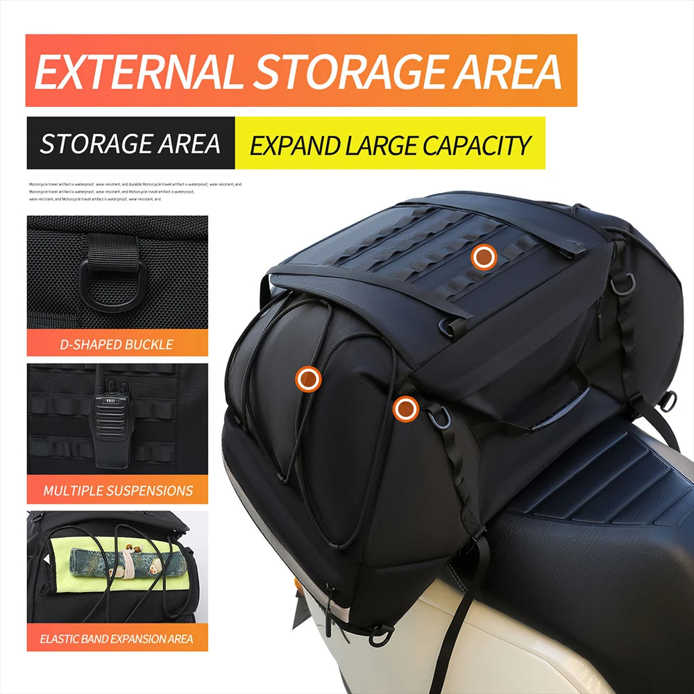 Universal Scooter Back Seat Bag Waterproof Motorcycle Tail Bag Motorbike Travel Cycling Riding Sport Luggage Pack