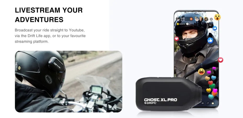 Drift Ghost XL Pro 4K HD Sports Action Camera WiFi IPX7 Waterproof Rotatable Lens Dashcam Mode  EIS Bicycle Helmet Motorcycles