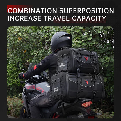 Motorcycle Waterproof Motorcycle Rear Seat Bag 35-50L Helmet Bag High Capacity Motor Tail SaddleBag Rider Backpack