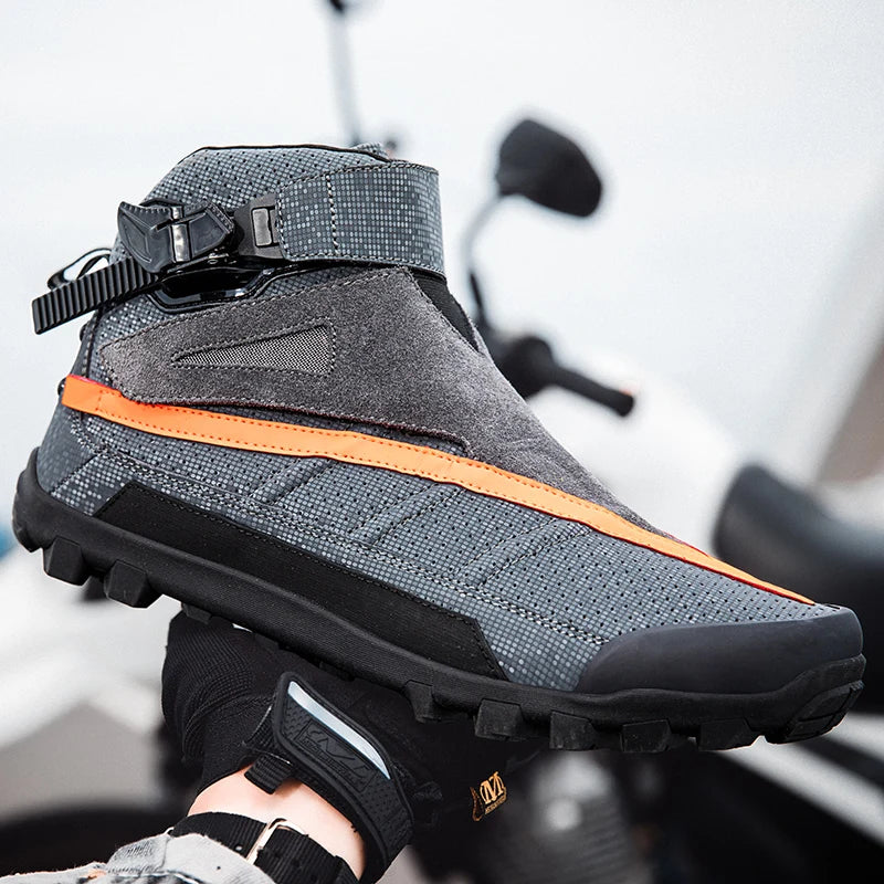 Hendersonshop Motorcycle boots Casual men's motorcycle shoes Motorcycle riding shoes Leather