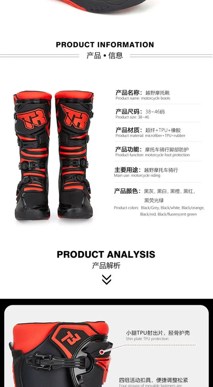 Men's Motorcycle Boots Waterproof Racing Boots Anti Fall Women Motocross Equipment Wear-resistant Rally Shoes Safety Riding