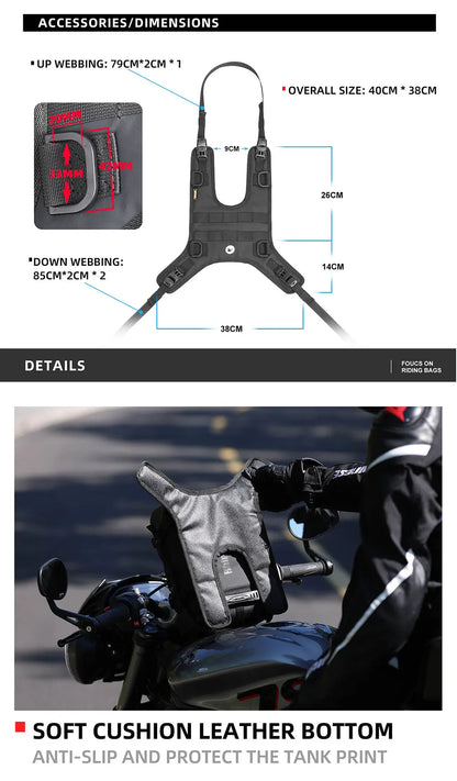 Rhinowalk Tank Bag - additional view showing motorcycle tank bag features and details
