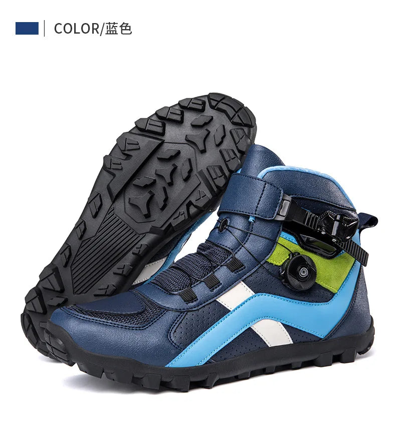 Hendersonshop Men Motorcycle boots Breathable Anti-fall Rider Road Racing BOA lacing