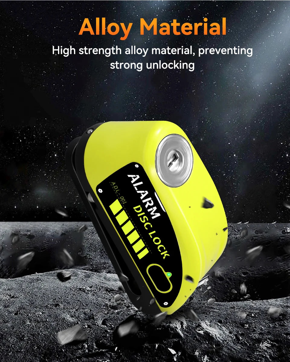 Motorcycle Alarm Lock 110dB - top view showing motorcycle disc lock features and details