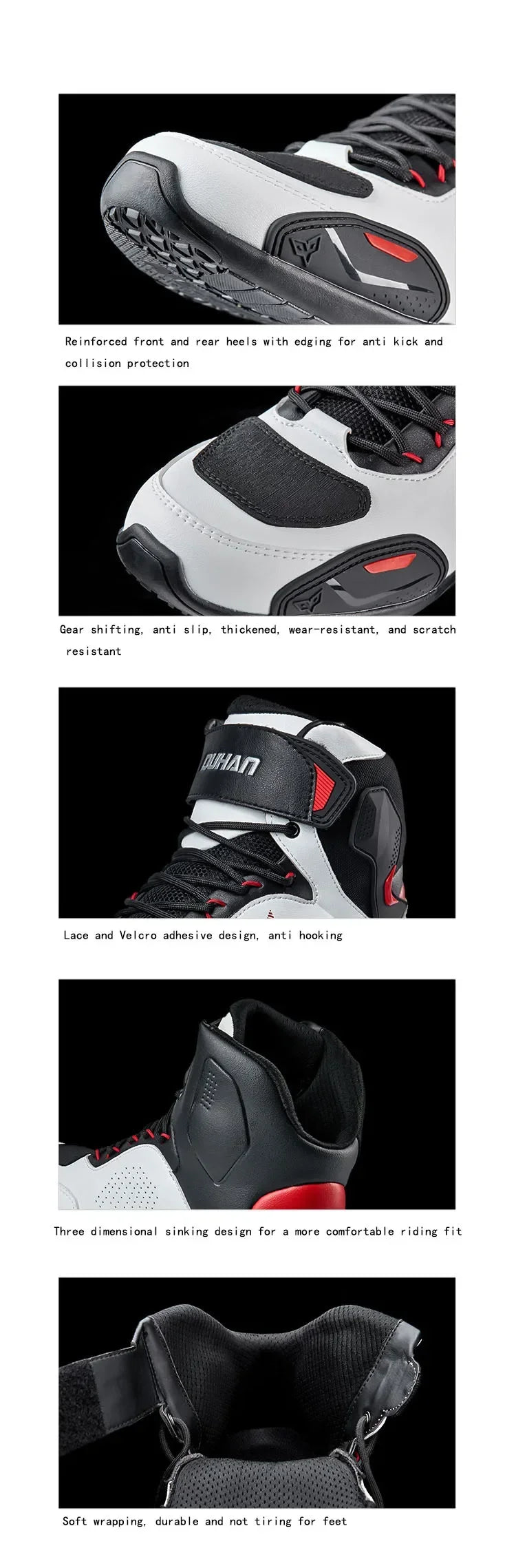 DUHAN Male Boots for Motorcycle Waterproof Anti Slip Fall Prevention Mid Top Men Leather Riding Shoes Autumn Winter Cycling Shoe