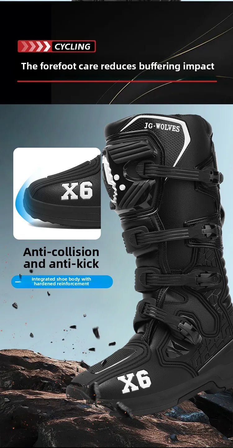 Motorcycle Boot Men Women Riding Mid-Calf Ankle Protective Shoes Moto Motorbike Equipment Racing Long Motorcycle Boots Men