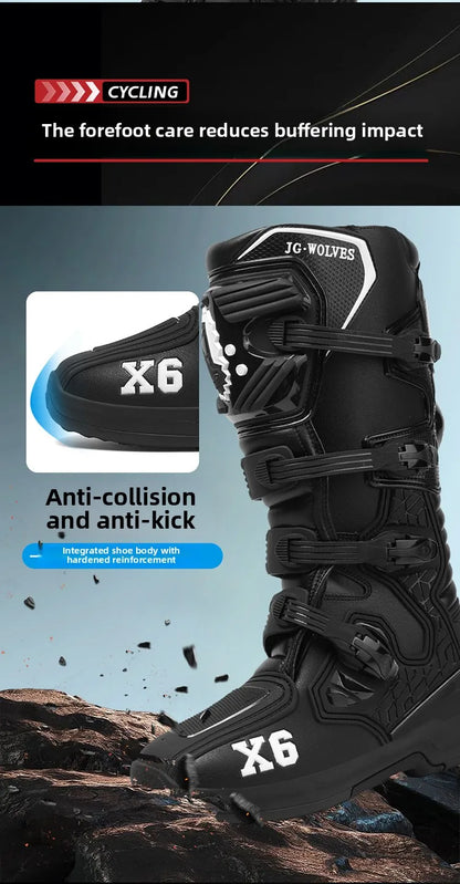 Motorcycle Boot Men Women Riding Mid-Calf Ankle Protective Shoes Moto Motorbike Equipment Racing Long Motorcycle Boots Men