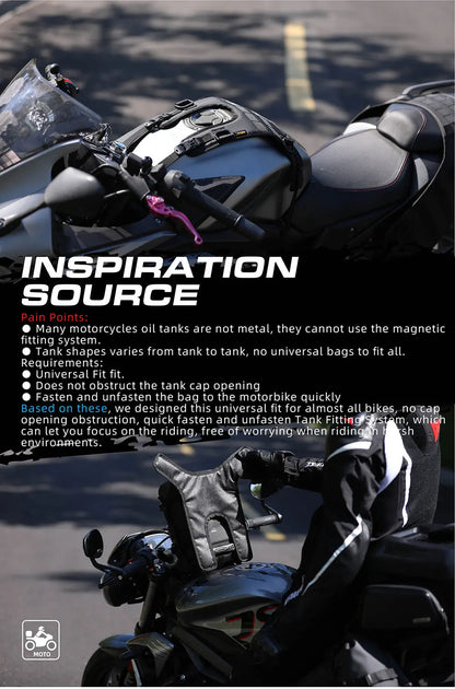 Rhinowalk Tank Bag - front view showing motorcycle tank bag features and details