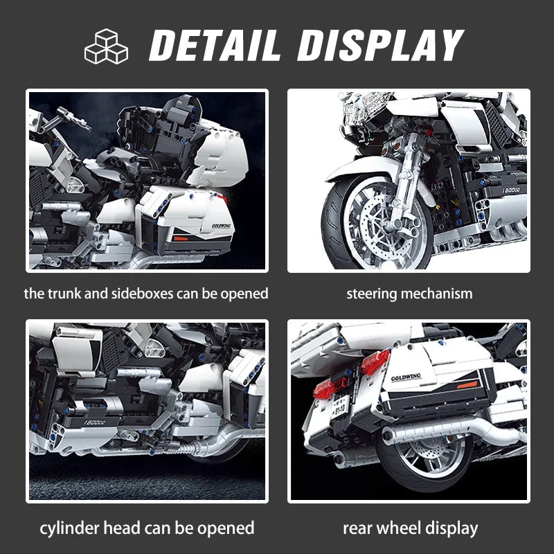 Hendersonshop Gold Wing Touring  Motorcycle Technical Model Building Blocks MOC