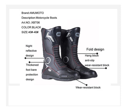 AMUMOTO Motorcycle Riding Boots Men's And Women's Pull Motorcycle