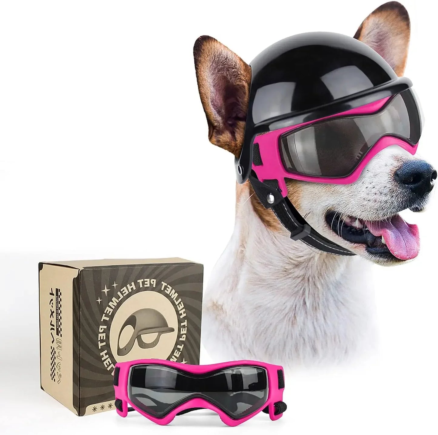 ATUBAN Dog Helmet and Dog Goggles for Small Dogs-Pet Motorcycle