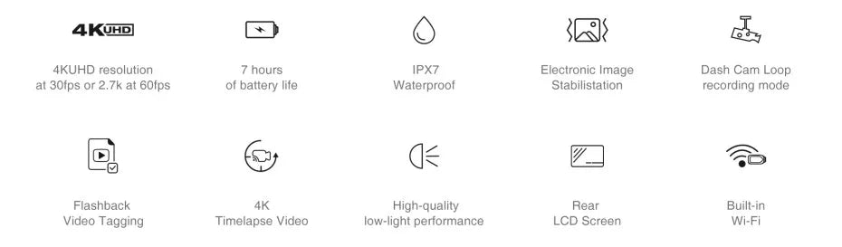 Drift Ghost XL Pro 4K HD Sports Action Camera WiFi IPX7 Waterproof Rotatable Lens Dashcam Mode  EIS Bicycle Helmet Motorcycles