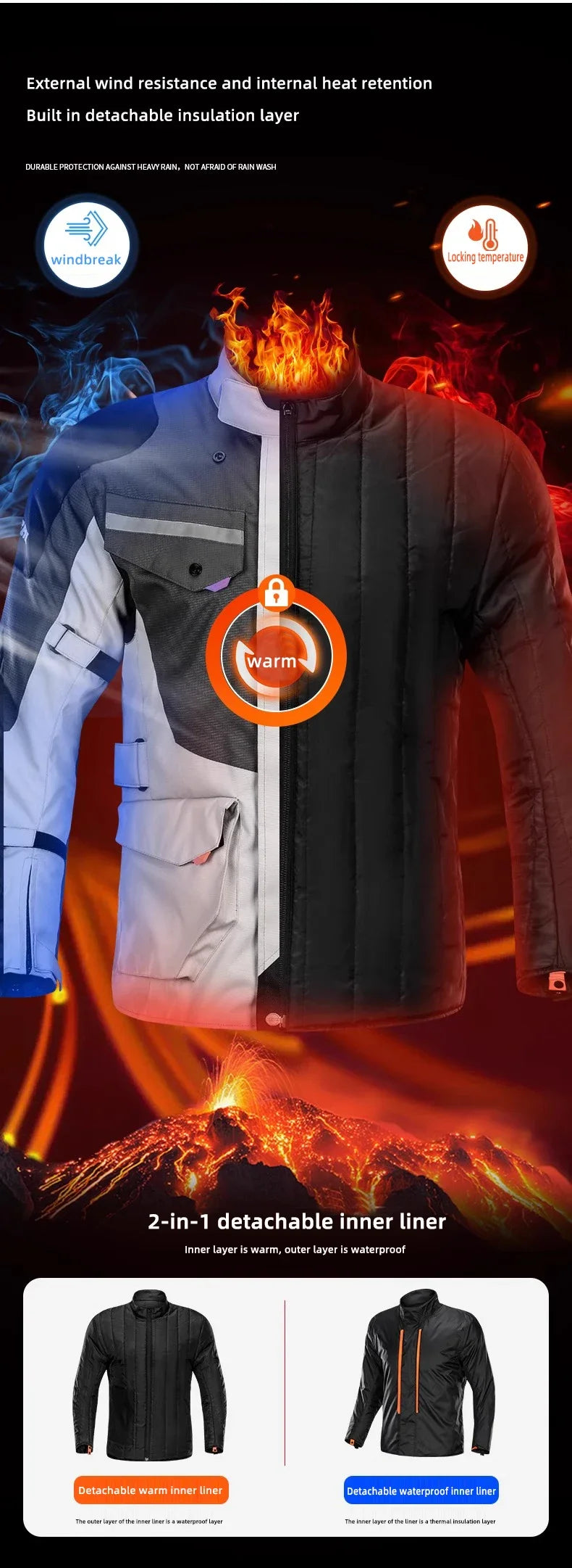 Hendersonshop LYSCHY Motocross Jacket Pants Autumn Winter Waterproof Warm Motorcycle Riding