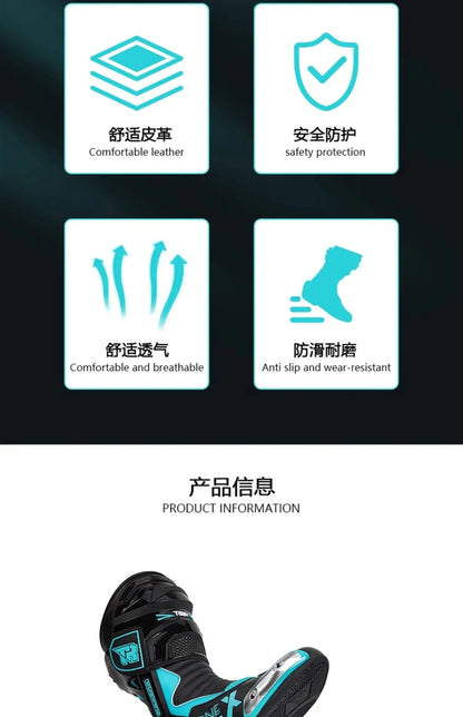 Motorcycle Boots Men Motorcycle Riding Shoes Crashproof Motorbike Shoes Consolidate Stability Knight Shoes