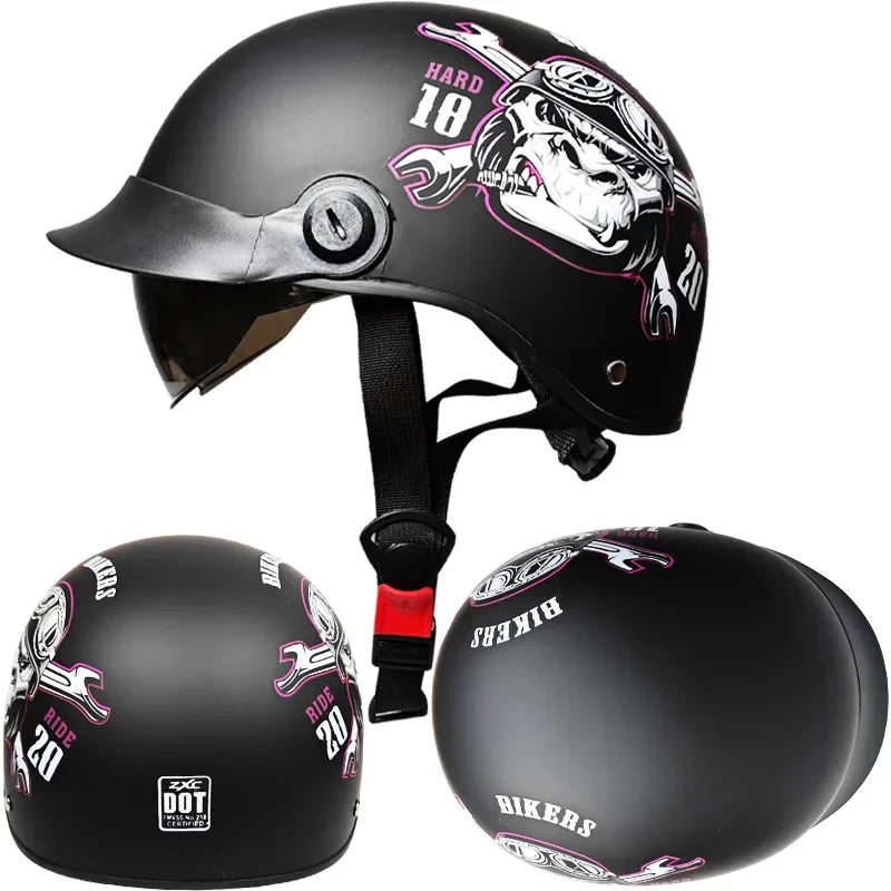 Vintage Half Face Helmet | DOT Certified - View 22 | Henderson Shop