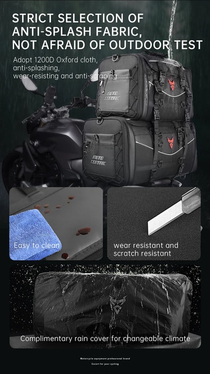 Motorcycle Waterproof Motorcycle Rear Seat Bag 35-50L Helmet Bag High Capacity Motor Tail SaddleBag Rider Backpack