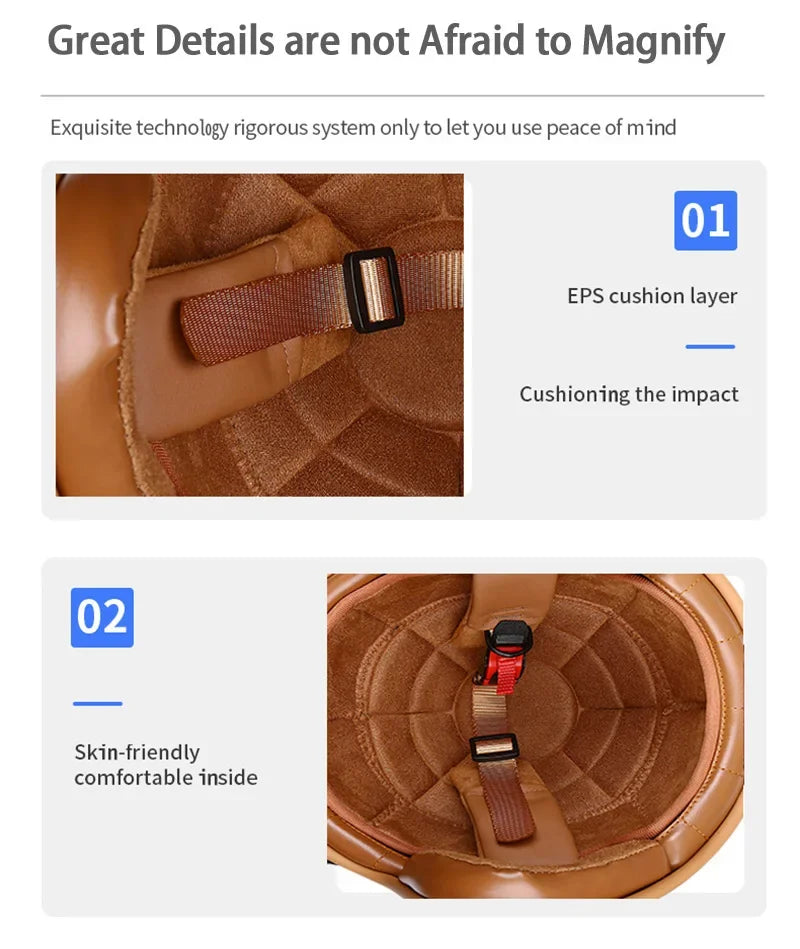 Vintage Half Face Helmet | DOT Certified & Leather - Image 11